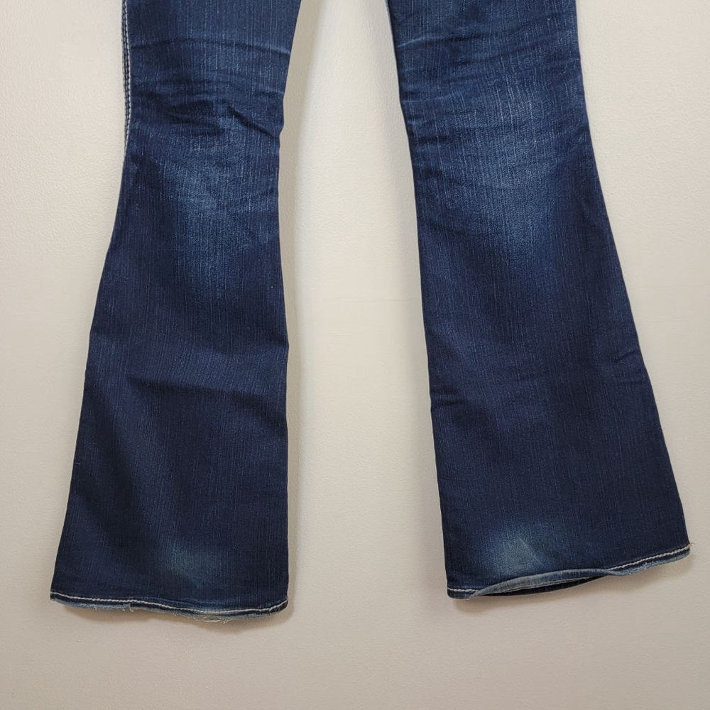 Silver Frances 22" Flare Bootcut Jeans Low Rise Dark Blue Western Cowgirl 27 - Picture 9 of 12